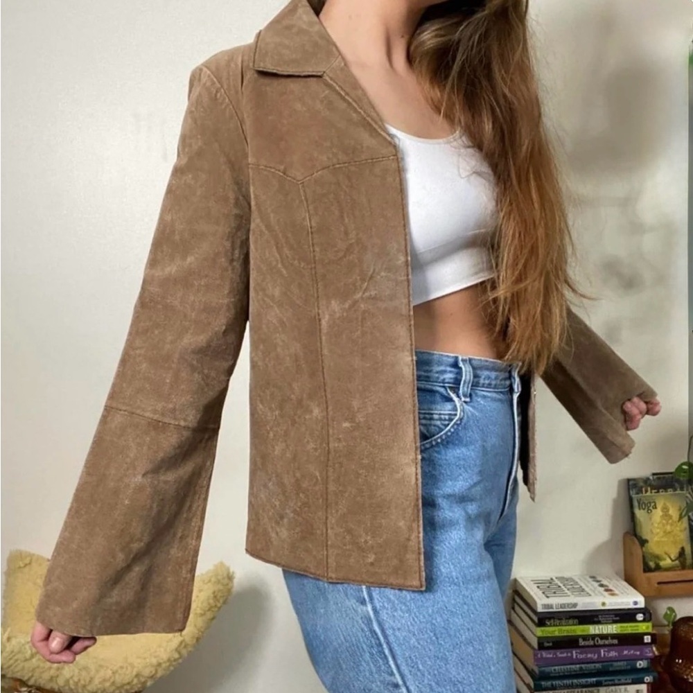 Vintage Faded Glory Boho Suede Western Jacket Bell Sleeve Retro Penny Lane L